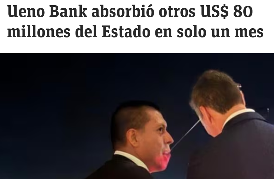 Sigue el festival de negocios con recursos del Estado.
UENO ya tiene 806 (!!!!!!) millones de dólares de recursos públicos (entre ellos los del IPS) en sus arcas. 
En solo 30 meses, que coinciden con la llegada de Peña al poder, esta novel entidad bancaria ha desplazado a bancos