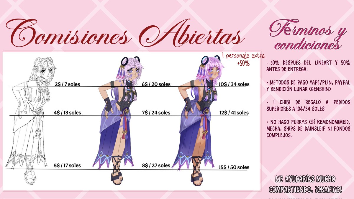 holaaa, estoy abriendo comisiones por ciertos problemas y me ayudarían muchísimo si comparten ❣️ 

#commissionwork #comisionesabiertas #opencomission