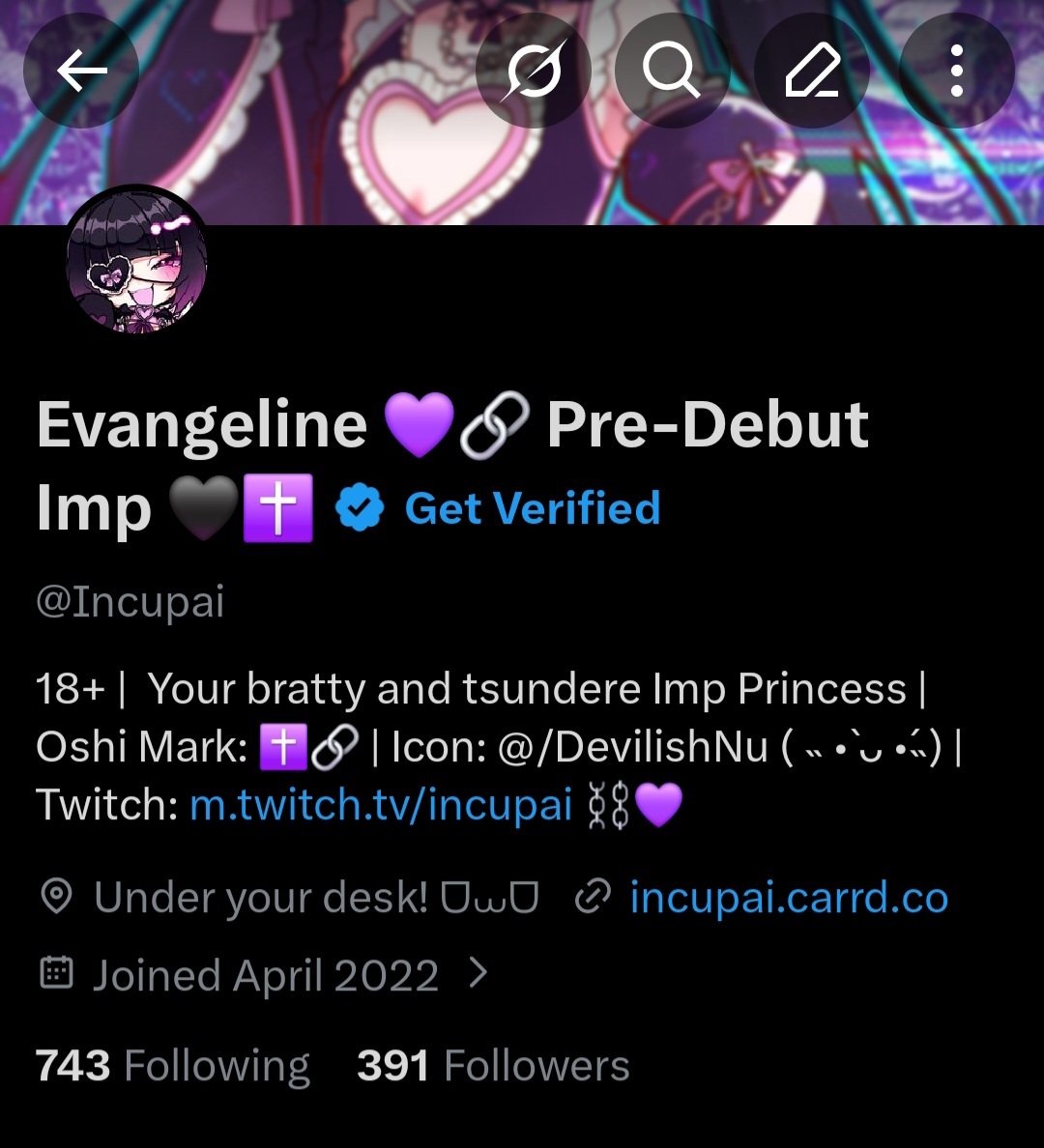 Evangeline 💜🔗 Pre-Debut Imp 🖤✝️ tweet media