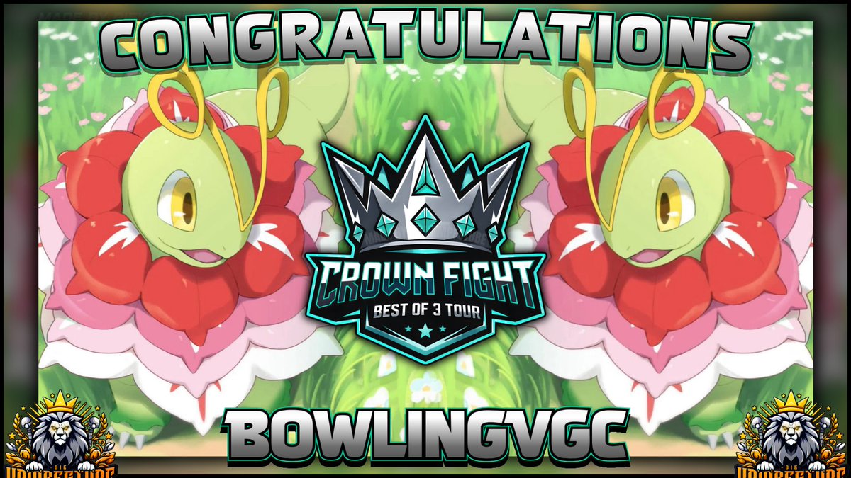 die_kampfstube's tweet photo. 🏆 Crown Fight Tour #68 Results!  
Congratulations🥳to @BowlingVGC 
for winning the  Crown Fight Tour #68! 👑#pokemon #vgc #crownfighttour #bo3 #champions https://t.co/CHJUTAnewa