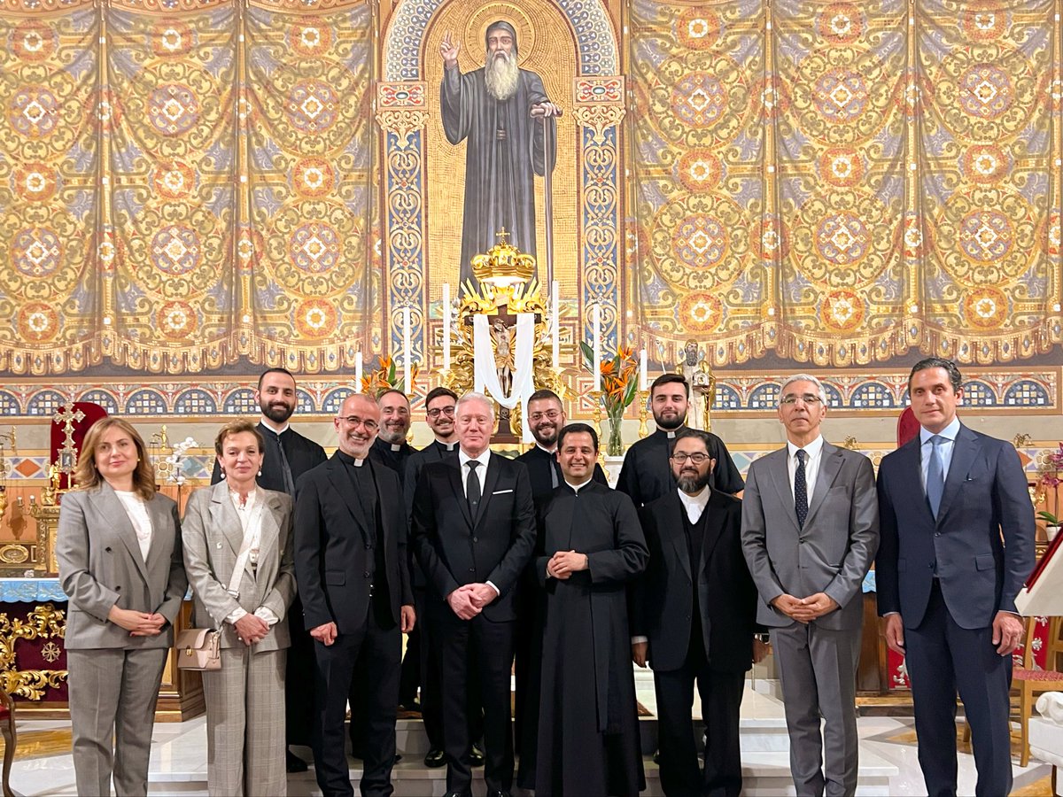 YoussefRaggi's tweet photo. I began my trip to the Vatican and Italy with a visit to the Maronite Pontifical Institute in Rome, where I met the Patriarchal Representative to the Holy See and President of the Institute, Monsignor Georges Abi Saad, the Institute’s Director Monsignor Joseph Sfeir, as well as priests and members of the Lebanese community.

I expressed my happiness at being at this historic institution, which reflects the deep relationship between the Maronites and the Holy See, and highlights Lebanon’s message of faith, diversity, education, openness, and peace. I also praised the Maronite school as a center of learning and culture that helped prepare generations who carried Lebanon’s civilized image to the world and strengthened its role as a meeting place for cultures and civilizations.

To the Lebanese community, I stressed Lebanon’s commitment to peace, to extending state authority over all its territory, and to strengthening stability in a way that ensures a better future for all Lebanese.