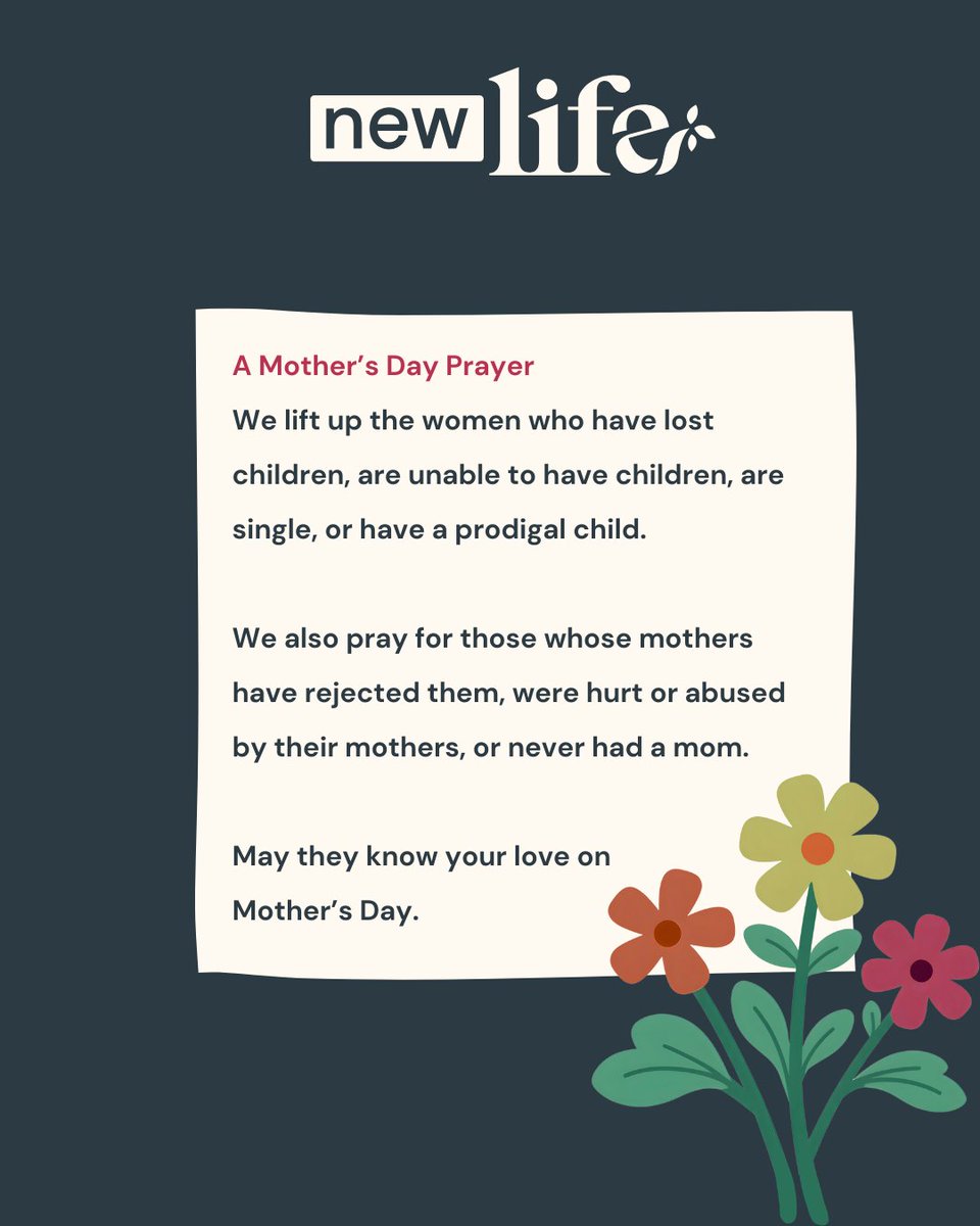 NewLife's tweet photo. #MothersDay is painful for many.

But on the other side of sadness, you can find joy.
May God give a crown of beauty for ashes,
a joyous blessing instead of mourning. https://t.co/q2WIASBGZT