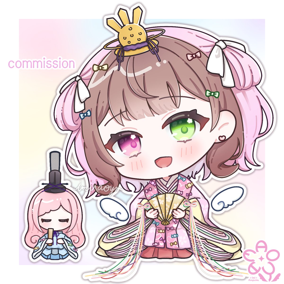 imi_aoym's tweet photo. ✦ お知らせ ✦

ひなた丸様（@hnt__0u0）のミニキャラをリメイクし、お雛様衣装を描かせていただきました🎀

ご依頼ありがとうございました！

#commission https://t.co/41k7jPihn8