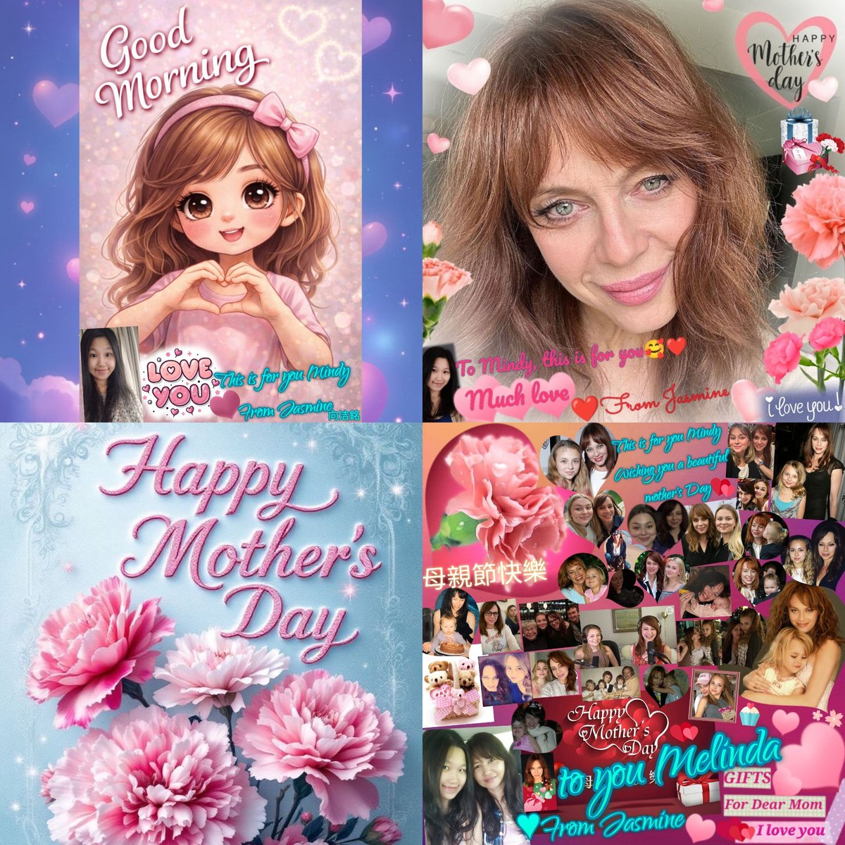 Jasmorraine2's tweet photo. 💕💐Happy Sunday, Mindy! Just wanted to wish u Happy Mom's Day❤ Here's a few pics I made it is for u, with all my heart to u🫶🏻Hopefully u be able to see this, and feel the love from me to u on mom's day, God bless you have a wonderful mama day💃🥰🤍❤️ Love u!! @MsMelindaClarke https://t.co/P4wksPQXl0
