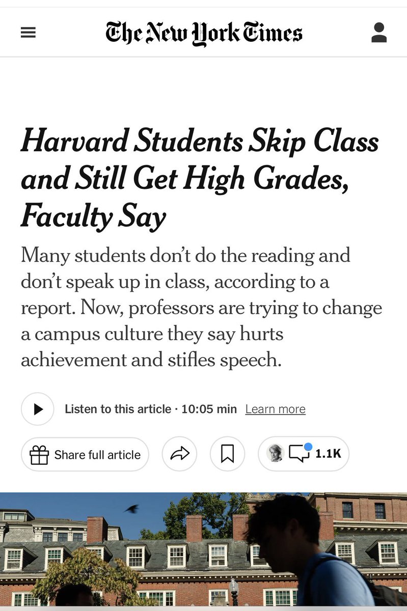 sanz_ismael's tweet photo. Muchos estudiantes no asisten a clase ni realizan las lecturas, pero siguen obteniendo altas calificaciones. The New York Times: la preocupación crece: ¿qué valor tienen ahora las notas? 📊 Harvard se enfrenta una inflación de notas sin precedentes: el 60 % de las calificaciones ya son A https://t.co/ZfFnNBJlr0 https://t.co/xebYy9A0za