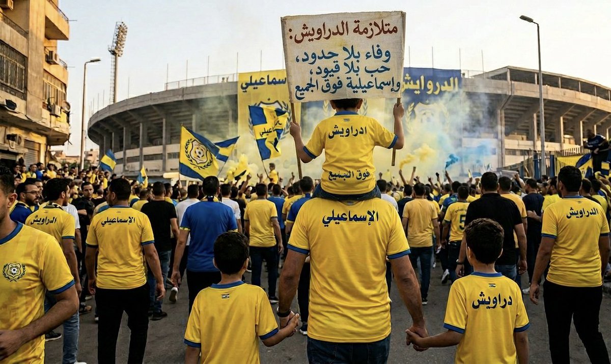 walidyossof's tweet photo. في العادة تكون الكتابة عن كرة القدم من داخل الملعب… عن خطة، أو خطأ دفاعي، أو أزمة إدارة.
لكن هذه المرة سأخرج عن هذا الخط كله.

سأبدأ من اللحظة التي انتهت فيها مباراة النادي #الإسماعيلي في صراعه الطويل للنجاة من الهبوط… ثم أتوقف أمام شيء أهم من النتيجة نفسها:
هذه ال��ماهير التي لم تترك ناديها يمشي وحيداً أبداً… حتى وهو يسقط.

اليوم لا أتحدث عن نادٍ، بل عن ظاهرة نفسية واجتماعية خاصة جداً في عالم الكرة:

“#متلازمة_الدراويش”
حين يتحول التشجيع إلى هوية.

في زمن أصبحت فيه البطولات معيار الانتماء، والألقاب عملة الولاء، يبدو #جمهور_الإسماعيلي حالة يصعب تفسيرها بمنطق كرة القدم الحديثة.
فهؤلاء لا يشجعون فريقاً فقط، بل يدافعون عن ذاكرة، وعن مدينة، وعن جزء من أنفسهم.

الانتماء هنا لا يقوم على عدد الكؤوس، ولا على مواسم الهيمنة والانتصارات، بل على إحساس أعمق بكثير:
أن الإسماعيلي يمثل روح الإسماعيلية نفسها.

مدينة عاشت الاحتلال والحرب والتهجير، ثم حاولت أن تستعيد الحياة من جديد. وفي قلب تلك اللحظات القاسية، لم يكن الدراويش مجرد فريق كرة قدم، بل كانوا أحد أشكال المقاومة النفسية… جرعة الفرح الوحيدة وسط واقع مثقل بالخسارات.

ولهذا، خلال سنوات التهجير بعد 1967، لم يكن تشجيع الإسماعيلي رفاهية رياضية، بل كان تمسكاً بالهوية.
ومن هنا وُلد ذلك الرابط العاطفي العنيف بين الجمهور والنادي؛ رابط لا تهزه هزيمة، ولا يلغيه هبوط، لأن المشجع يرى في الإسماعيلي امتداداً لكرامته الشخصية وتاريخ عائلته.

أخطر ما أصاب كرة القدم الحديثة أنها حوّلت الجماهير إلى مستهلكين.
البعض يشجع من ينتصر فقط، وينتقل بين الأندية كما ينتقل بين العلامات التجارية.

لكن جمهور الإسماعيلي قاوم هذا المنطق.

الدرويشي الحقيقي لا يقيس حبه بعدد البطولات، ولا يغير انتماءه لأن فريقه تعثر.
العلاقة هنا ليست عقد منفعة، بل وفاء خالص غير مشروط.

ولهذا بقي المدرج ممتلئاً حتى في أصعب السنوات… سنوات الديون، والصراعات، والانكسارات، وحتى الاقتراب من الهبوط.

هذا الجمهور لا يبحث فقط عن الفوز، بل عن الحفاظ على صورة الإسماعيلي كرمز للفن والجمال الكروي.

فالإسماعيلي تاريخياً لم يكن مجرد فريق ينتصر… بل فريق يُمتع.
ولهذا استحق لقب “#برازيل_العرب”، لأن فلسفته قامت دائماً على المهارة والانسيابية والكرة الجميلة.

ومن هنا تشكلت عقلية مختلفة لدى جمهوره؛ عقلية ترى أن كرة القدم فن قبل أن تكون حسابات نقاط.
لذلك قد يصفق مشجع الإسماعيلي لمهارة جميلة حتى في مباراة خاسرة، لأن المتعة عنده ليست تفصيلاً… بل جزء من هوية النادي نفسه.

الأهم أن هذه الحالة لا تُكتسب… بل تُورث.

الطفل في #الإسماعيلية لا يختار اللون الأصفر، بل يولد ليجده في البيت، والشارع، والمقهى، والمدرسة.
الانتماء هنا يشبه الإرث العائلي أكثر مما يشبه قراراً رياضياً عابراً.

ولهذا يصبح التخلي عن الإسماعيلي عند كثير من جماهيره نوعاً من خيانة الذاكرة.

وفي لحظات الانهيار تحديداً تظهر الحقيقة الكاملة لهذه الجماهير.
حين تتغير الإدارات، ويرحل اللاعبون، وتتراجع النتائج… يبقى الجمهور وحده هو الثابت.

وهنا تكمن عبقرية “#متلازمة_الدراويش”:
أن المعاناة نفسها تتحول إلى جزء من معنى الانتماء.

فبينما تنهار جماهير أخرى مع غياب البطولات، يزداد جمهور الإسماعيلي تعل��اً بناديه وقت الأزمات، وكأن الخسارة لا تُضعف الحب… بل تختبر صدقه فقط.

لهذا فالإسماعيلي بالنسبة لجماهيره ليس مجرد نادٍ رياضي، بل حكاية طويلة عن الوفاء والصمود والجمال.

ولهذا أيضاً، تبقى البطولة الحقيقية في وجدان الدراويش ليست عدد الكؤوس…
بل القدرة على البقاء على العهد، مهما ساءت النتائج.
