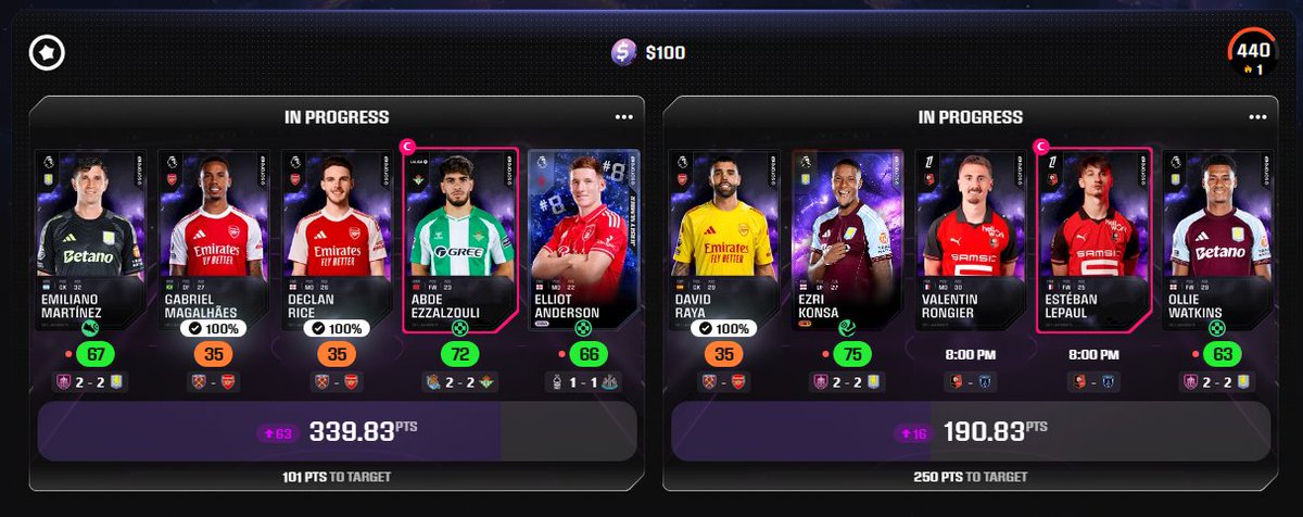 SorareSam's tweet photo. Couple of interesting squads going for the 100 dollars https://t.co/haS8kmon6a