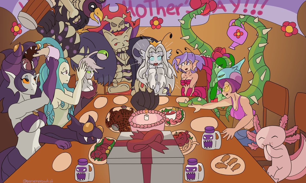 Happy #MothersDay everyone! I bring you a special commission that <a href="/genieheroartist/">genie-hero-artist (COMMS OPEN)</a> did for me in honor to celebrate it. Enjoy this art of Iris enjoying her special day with her family.
#shantae #shantaefanart 
#shantaeandthesevensirens 
#PirateSiren
