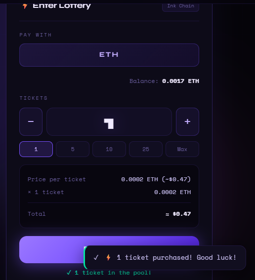 k2sbhai's tweet photo. explore @inkonchain ecosystem

noticed @nadoHQ added x connect button

link https://t.co/rISp6bzrPb

last thing i do join @InkPotLottery each ticket cost me 0.0001 eth, not much but a good way to interact with ink ecosystem

link https://t.co/ThV1M1wfab https://t.co/weH3qPuQ8r
