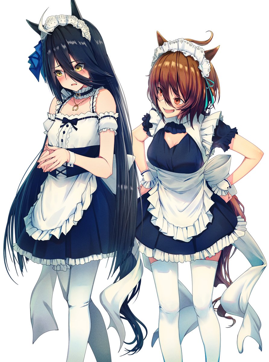 再掲カフェとタキオン  #メイドの日 