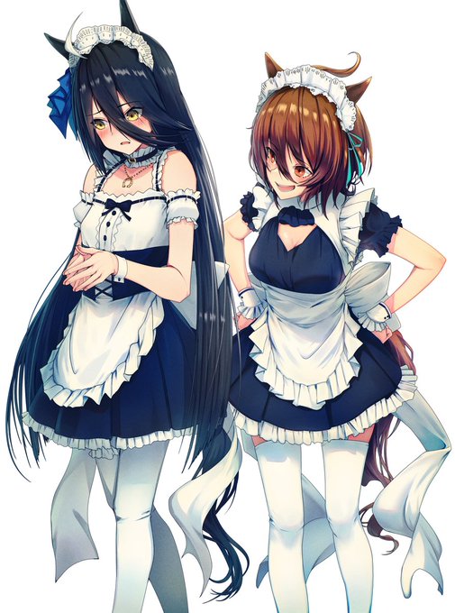 再掲カフェとタキオン  #メイドの日 