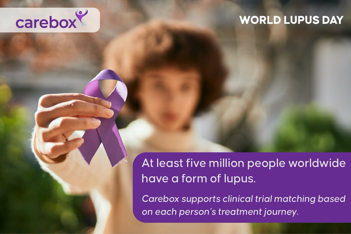 CareboxConnect's tweet photo. On #WorldLupusDay 💜, Carebox is proud to partner with the @LupusOrg to help patients find clinical trials that align with their unique needs.

https://t.co/G0ieA9W3aN

#ClinicalTrials #CareboxConnect https://t.co/yOhp51PY5E