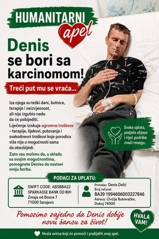 Njegova majka, borac, pravi razne salate, šije, plete sve što može samo da se novac skupi (žena je već u ozbiljnim godinama), ali nije dovoljno, pa vas molim da makar podijelite objavu!