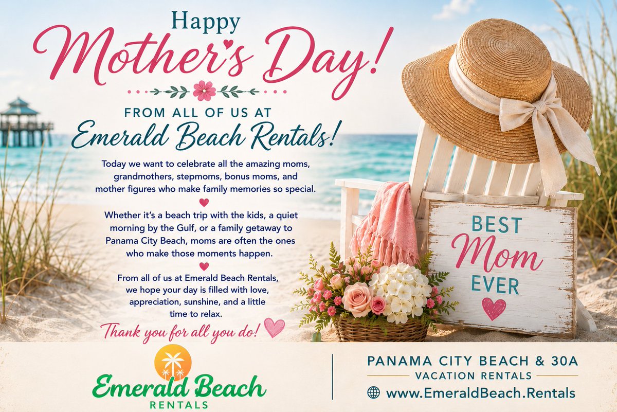 Rogpcb's tweet photo. Happy Mother’s Day from Emerald Beach Rentals! 🌸

Today we’re celebrating the moms, grandmothers, stepmoms, bonus moms, and mother figures who make family memories so special.

Wishing you love, sunshine, appreciation, and a little time to relax.

https://t.co/eGnJ9IFUrg https://t.co/NRcHARrBiH