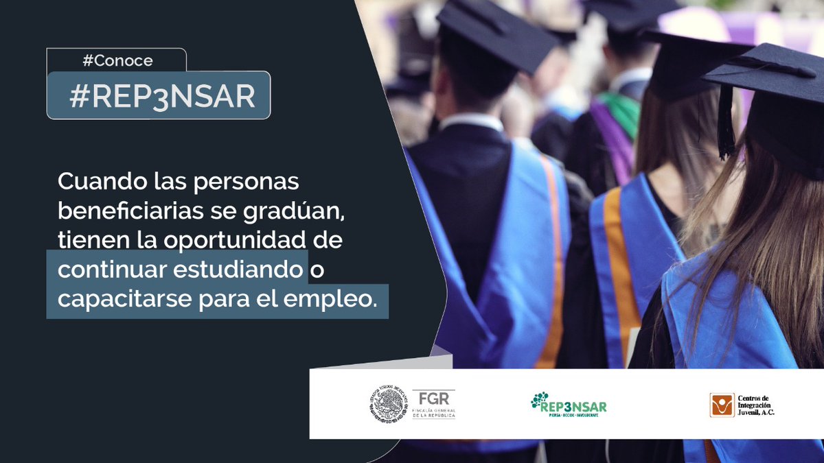 Uno de los beneficios del programa #REP3NSAR es la oportunidad de que las y los jóvenes en conflicto con la ley puedan continuar con sus estudios o capacitarse para el empleo. Gracias al apoyo de muchos aliados, es posible mejorar su calidad de vida.