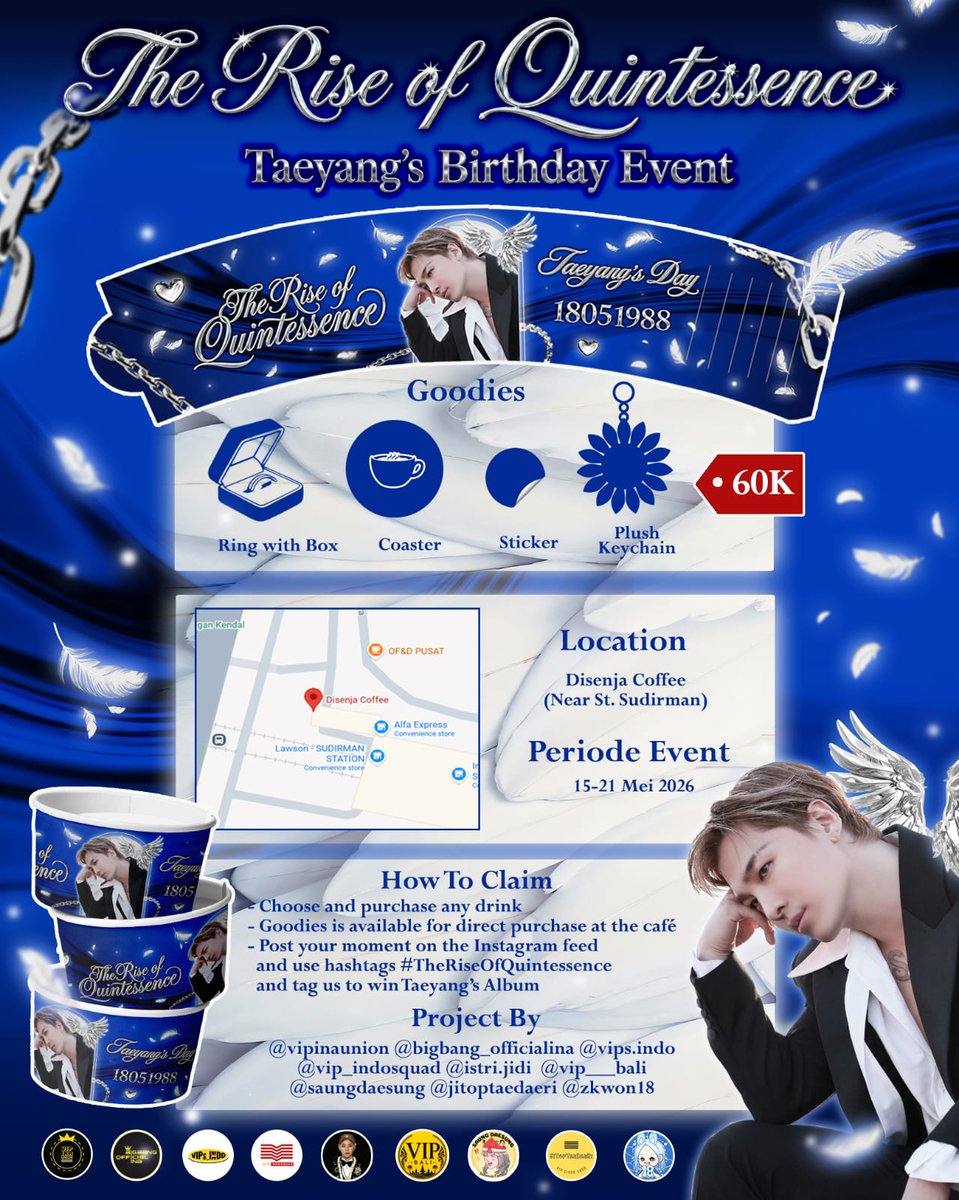 VIPs_indo's tweet photo. 𝐒𝐏𝐄𝐂𝐈𝐀𝐋 𝐆𝐈𝐅𝐓 𝐅𝐎𝐑 𝐕𝐈𝐏𝐬! 🎁
 🌟ALBUM BARU TAEYANG🌟

Caranya gampang!
☀︎ Abadikan keseruan kamu ngerayain Birthday Event Taeyang di Disenja Cafe (foto/video)
☀︎ Ceritain sesiap apa kamu buat era baru ini di caption
☀︎ Gunakan hashtag #TheRiseOfQuintessence https://t.co/MtX2Mc1vKj