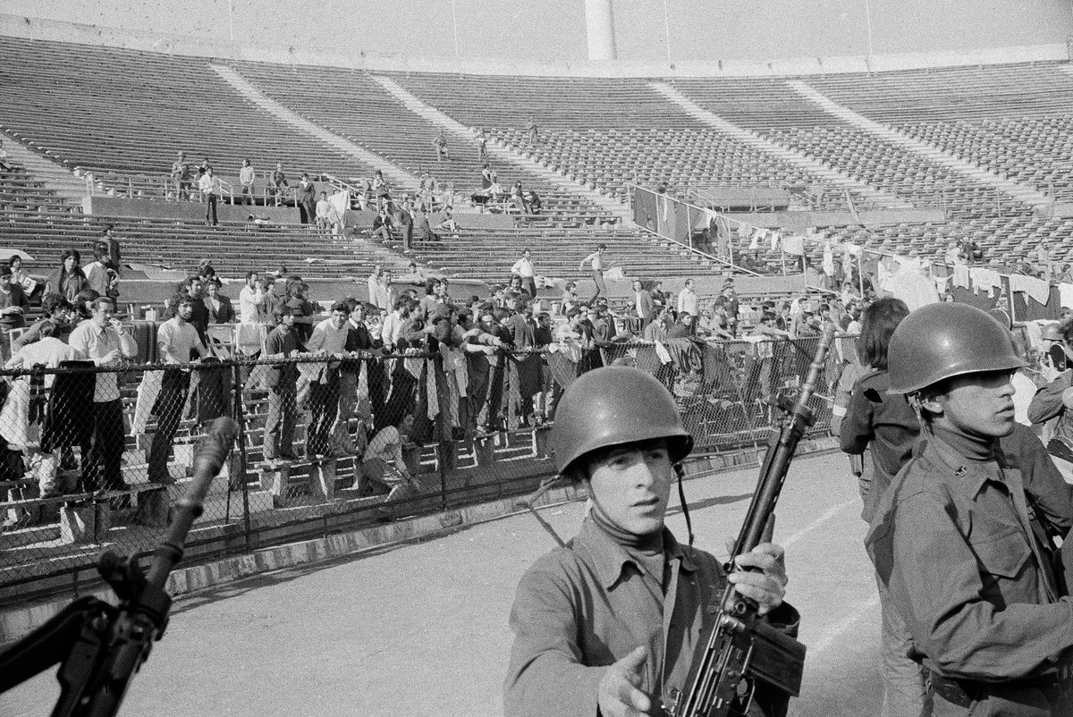 ultras_antifaa's tweet photo. At Chile’s National Stadium, the section known as “Escotilla 8” has been preserved in the same condition as when it was used as a detention and torture center during the Pinochet dictatorship. During every match, this area is kept empty as a memorial space to honor the victims of the fascist dictatorship and to ensure that the atrocities are not forgotten. Every September 11th, people bring candles to the stadium and hold commemorations there.

In 1973, the USSR was scheduled to face Chile at Estadio Nacional in the 1974 World Cup playoff. However, the Soviet Union refused to play in the stadium, which had recently been used for the torture and execution of political prisoners, and requested that FIFA move the match to another venue. When FIFA rejected the request, the Soviet team did not appear for the match, and Chile was awarded a default victory and qualification for the World Cup.

Approximately 40,000 political prisoners passed through the National Stadium. Thousands of people were tortured inside the stadium, many women were raped in the locker rooms, and dozens of people were summarily executed.