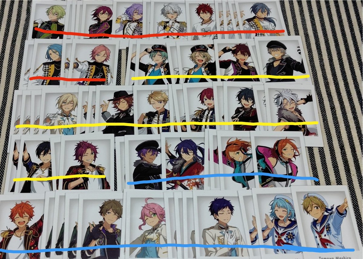 syu_s_syu's tweet photo. 交換 あんスタ ぱしゃっつ 特典

譲→カンナ ユメ 茨 日和 巽 藍良 こはく HiMERU 燐音 ニキ 斑 英智 晃牙 千秋 維吹 北斗 真緒 みか 司 嵐 ひなた ゆうた 颯馬 アドニス スバル 創 友也 弓弦 桃李 翠

求→
🟥:零 凛月
🟨:零 凛月 泉
🟦:零 凛月 泉 敬人 紅郎 つむぎ

郵送(3点〜/10周年と合わせて🉑) https://t.co/PgyuvXHyyC