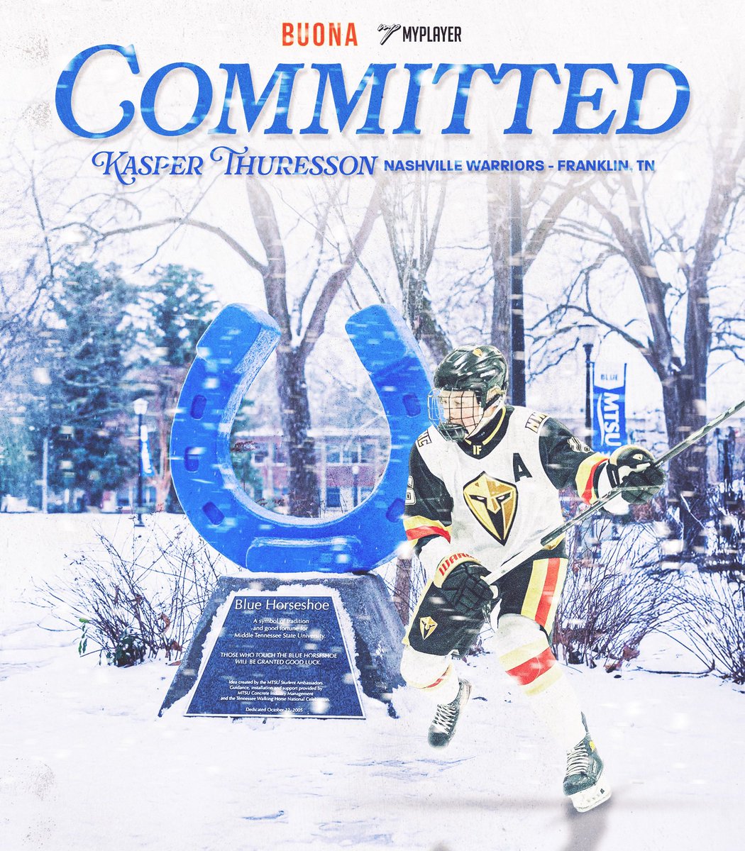 MTSUhockey's tweet photo. Welcome, Kasper Thuresson ⚡️

Former Nashville Warriors defenseman/forward has committed to #MTSUHockey for the 2026-27 season‼️ https://t.co/ZnRvuH6eDK
