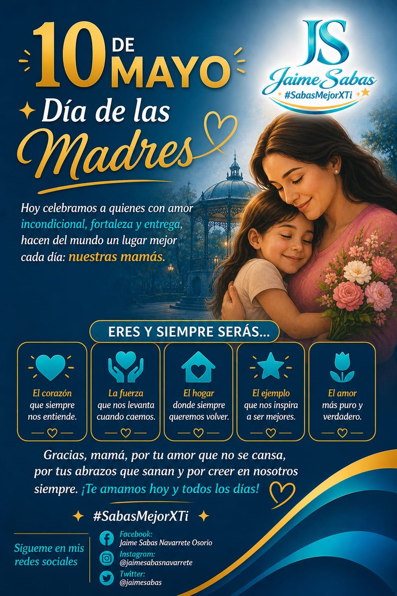 jaimesabas's tweet photo. El amor de una madre es el primer abrazo que nos da fuerza, el consejo que nos guía y el corazón que nunca deja de creer en nosotros. 💐✨

¡Feliz Día de las Madres! 🌷

#SabasMejorXTi https://t.co/DCR1Tog9bN