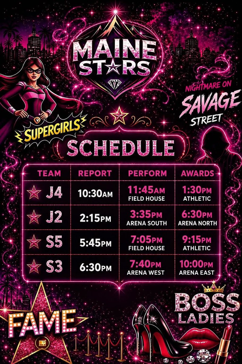 mainestarscheer's tweet photo. ALL 4 TEAMS IN FINALS! 🩷💜 https://t.co/O4W1mWfdEP