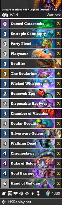 neon31HS's tweet photo. [WILD] @Ocean___HS reached #357 Legend with Discard Warlock.

▼ Deck Code and more:
https://t.co/uqIikHFndM

#WildHS #Hearthstone https://t.co/4err9aGMbj