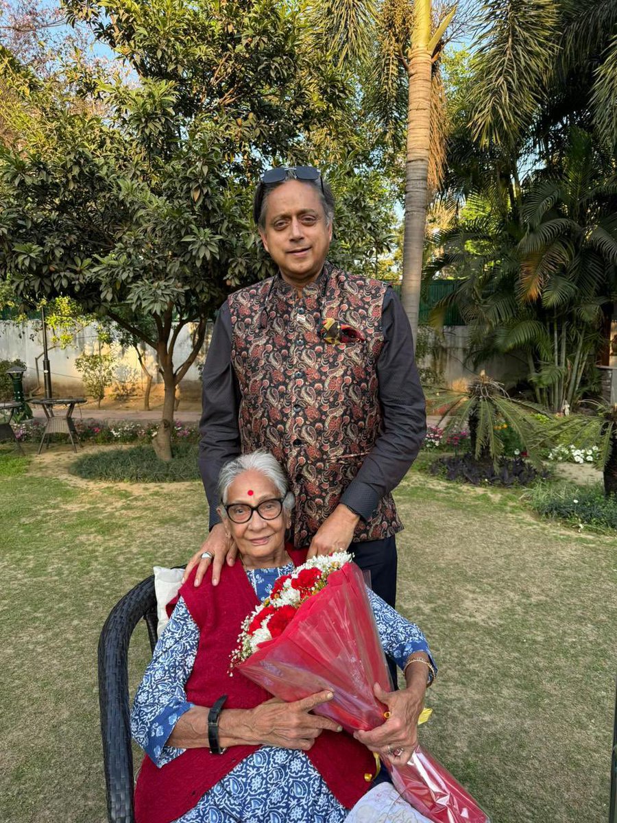 ShashiTharoor's tweet photo. To be raised by a woman of intelligence, fierce independence and strength is among life’s greatest privileges. My mother taught her children how to think independently, speak thoughtfully and meet the world with both curiosity and compassion.

No tribute can quite equal what one owes a mother, but today offers a welcome excuse to say: thank you, mummy. Happy Mother’s Day.