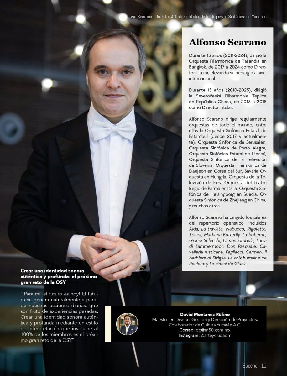 maestroscarano's tweet photo. Entrevista para la revista cultural Yucateca 𝐄𝐒𝐂𝐄𝐍𝐀 Cultura Yucatan A C https://t.co/8iKBmDbZfF por David Montañez Rufino #alfonsoscaranoconductor #mexico #OSY #merida #yucatan @maestroscarano https://t.co/5OIptMjfC2