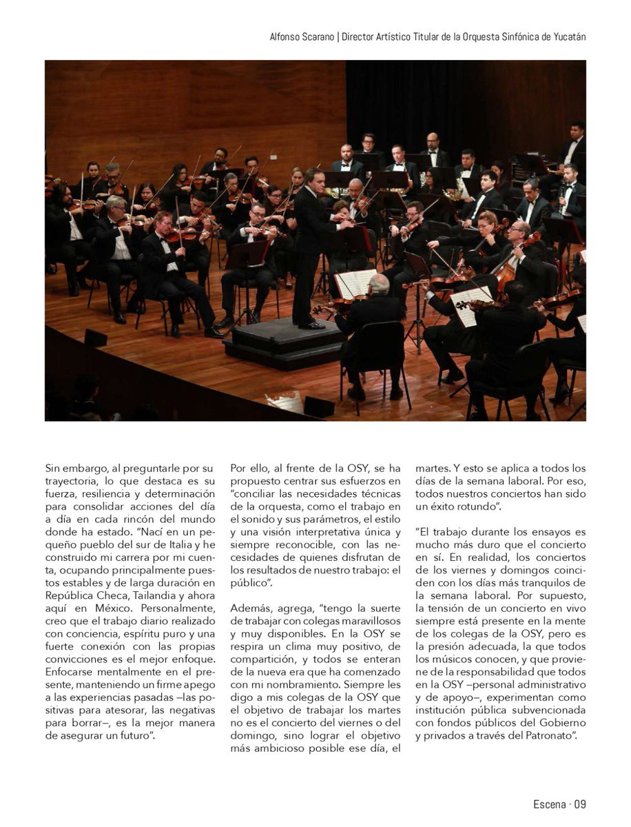 maestroscarano's tweet photo. Entrevista para la revista cultural Yucateca 𝐄𝐒𝐂𝐄𝐍𝐀 Cultura Yucatan A C https://t.co/8iKBmDbZfF por David Montañez Rufino #alfonsoscaranoconductor #mexico #OSY #merida #yucatan @maestroscarano https://t.co/5OIptMjfC2