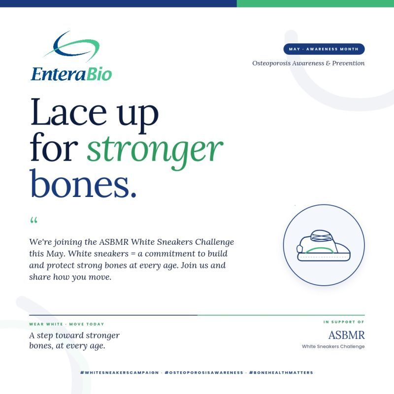 enterabio's tweet photo. We’re joining the ASBMR White Sneakers Challenge this May. White sneakers = a commitment to build and protect strong bones at every age. 

Join us and share how you move!

#WhiteSneakersCampaign​​​​​​​​​​​​​​​​ #ASBMR #BoneHealth $ENTX https://t.co/mFmG3dtyCY