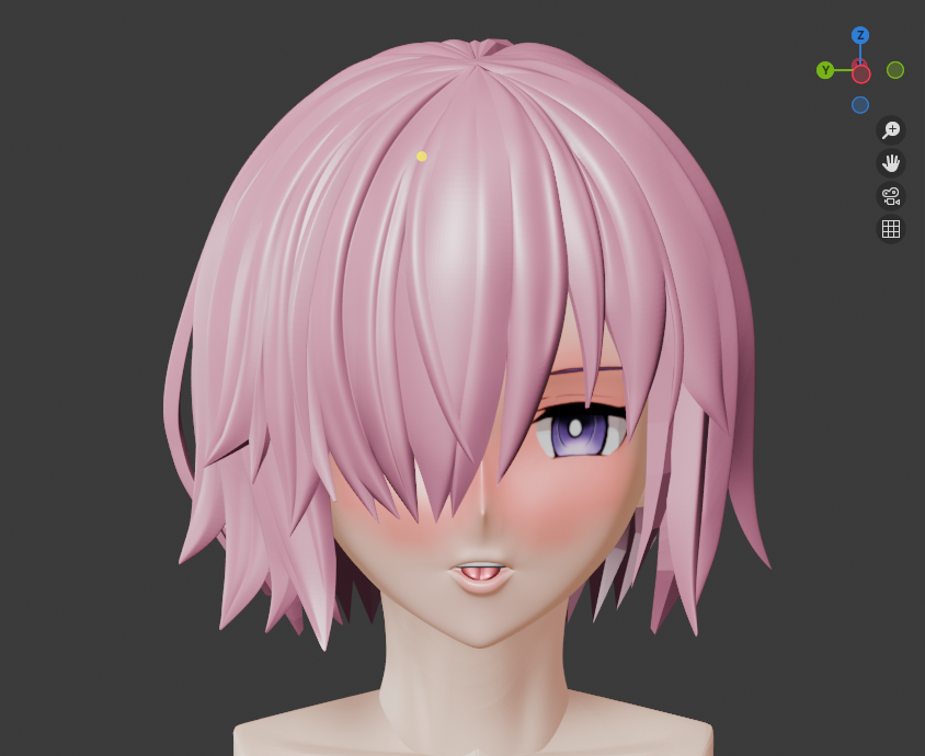 髪の毛作りちょっと飽き・・・半分くらい進んだんで表情つけて遊んでた。ポーズに合わせて髪のボリュームのピークとか考えたいね。スケベだね。 