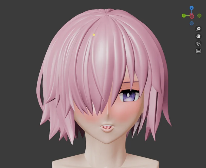 髪の毛作りちょっと飽き・・・半分くらい進んだんで表情つけて遊んでた。ポーズに合わせて髪のボリュームのピークとか考えたいね。スケベだね。