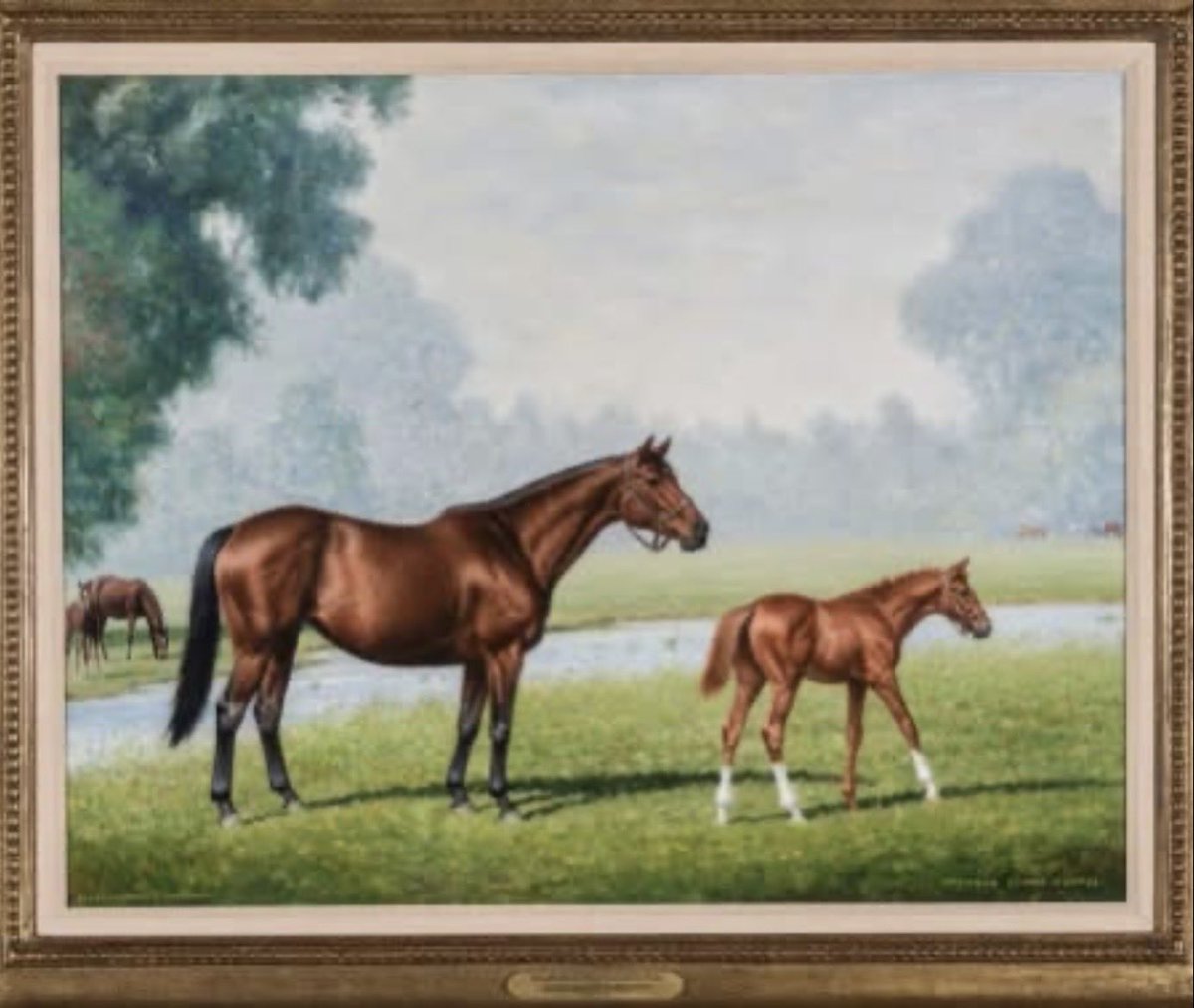 Here's to moms of all kinds.  💕

___________________
About this painting: "Somethingroyal and Secretariat in 1970" represents the only known painting by the late Richard Stone Reeves that depicts Secretariat as a foal.

#MothersDay  #Somethingroyal