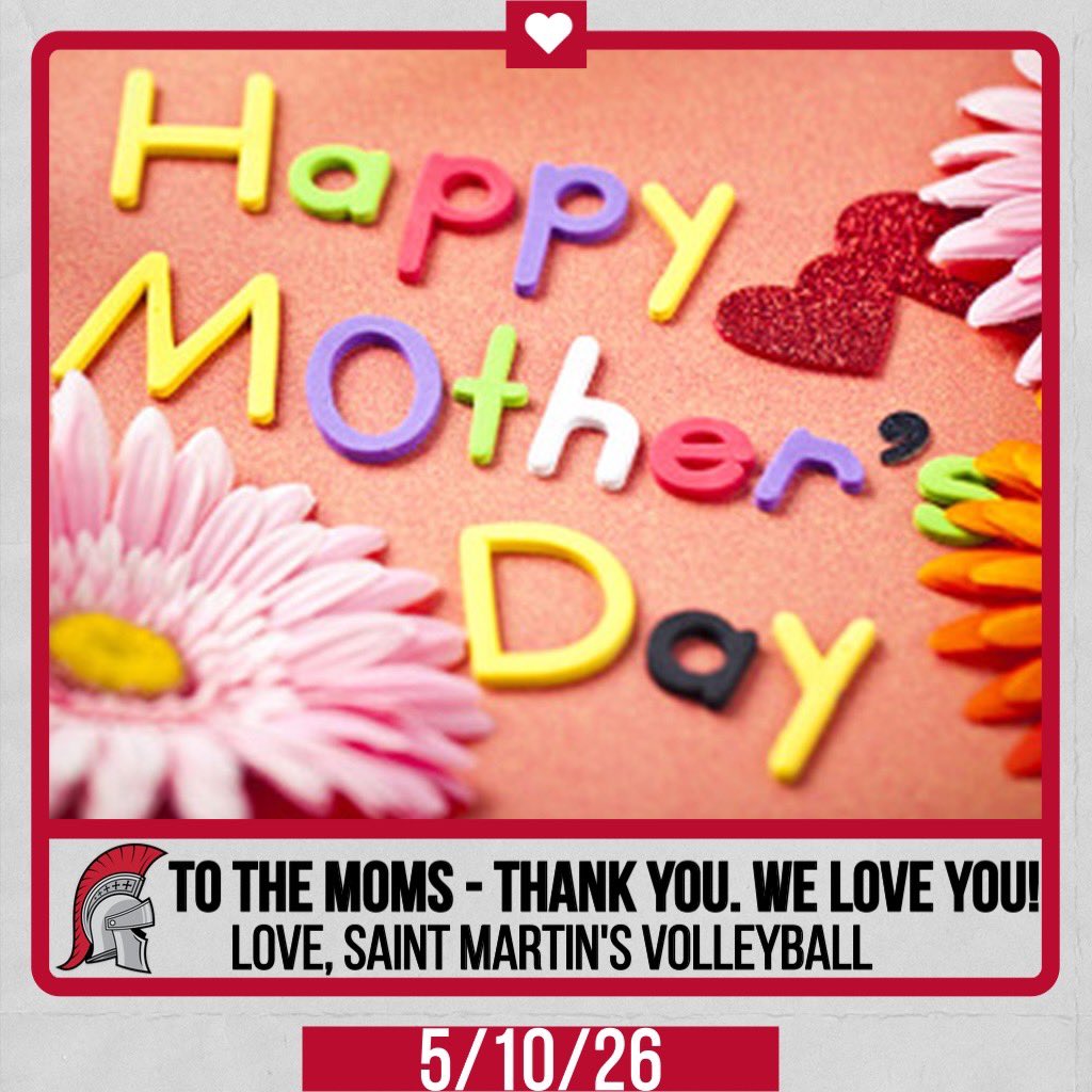 SMUSaints_VB's tweet photo. To all the moms, thank you for all the love and support you show us - Happy Mother’s Day! ❤️🏐 https://t.co/Yh8M7X0Aqz