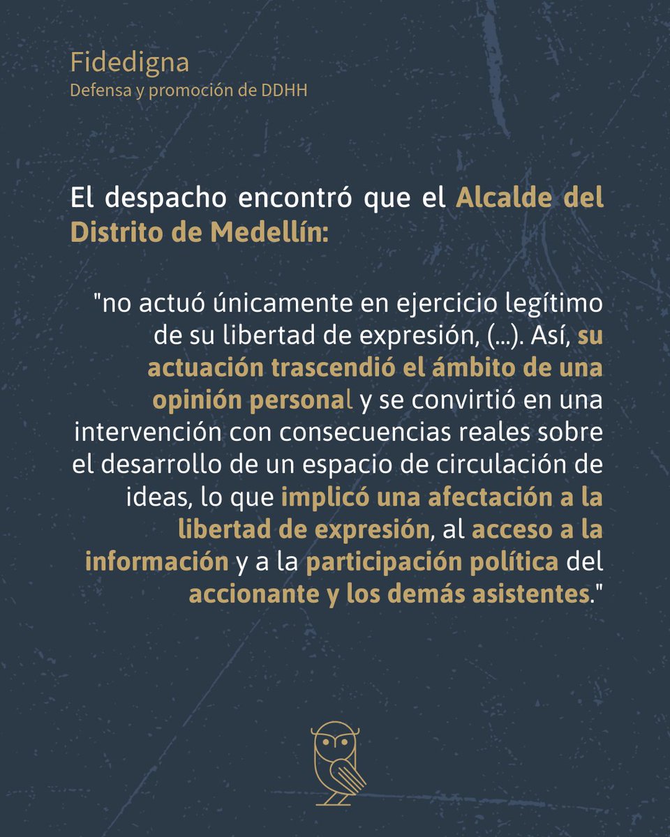 FidedignaOrg's tweet photo. En el proceso el juzgado encontró que el Alcalde @FicoGutierrez extralimito el ejercicio de su derecho a la libertad de expresión y su opinión genero un efecto negativo sobre los derechos fundamentales de los asistentes al evento del lanzamiento. 

👇🏾 https://t.co/Y089FVstA3