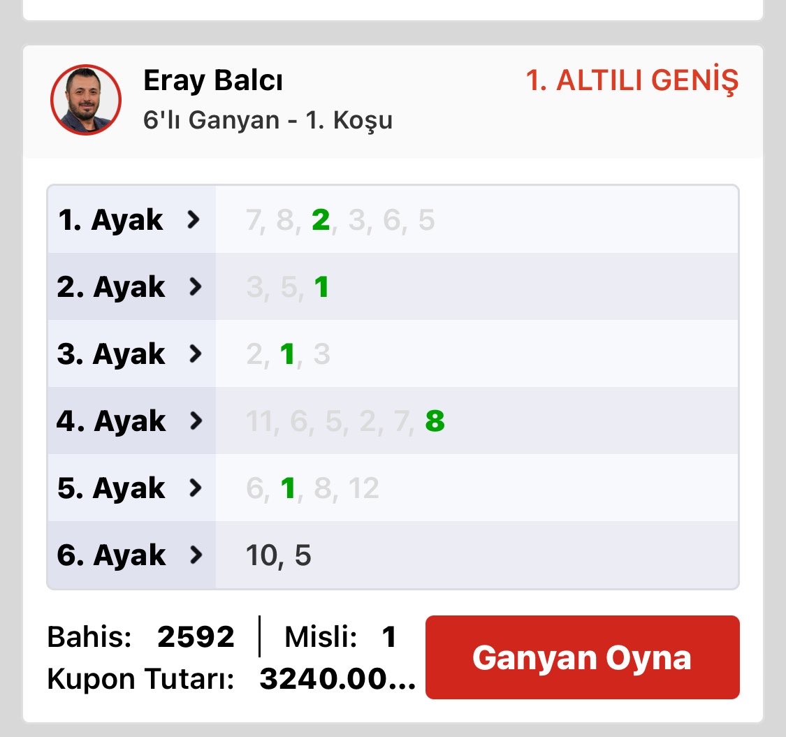eraybalci_53's tweet photo. 155 bin lira veren İstanbul 1. ve 149 bin lira veren İstanbul 2. Altılısı bizlere inanan dostlarımıza armağan olsun🙋🏻‍♂️ @hipodromtr Uzun lafın kısası İstanbul’da duble yaptık.. https://t.co/PY4d57dDDx