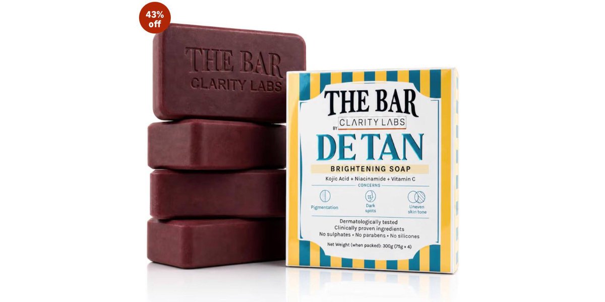 dealztrendz's tweet photo. FRIENDS &amp; FAMILY coupon LEAKED

Detan BRIGHTENING SOAP (pack of 4) 

Coupon: FNFNEW30 | Applicable at Checkout

https://t.co/nuagpKfd5J

Applicable on all CLARITY LABS products. https://t.co/14PpU7rkqp