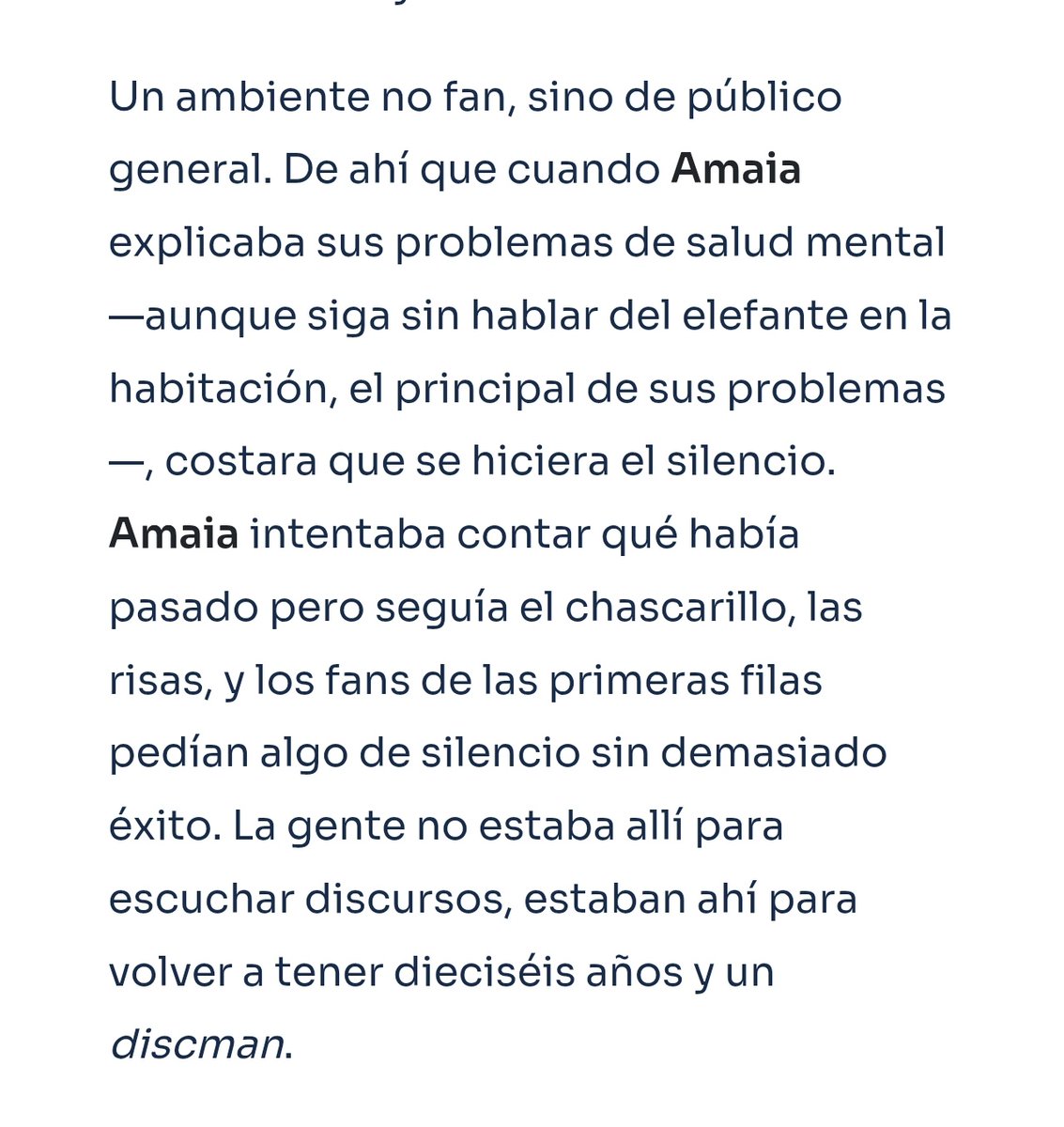 "Un ambiente no fan, sino de público general". Porque los fans se siempre estábamos (prácticamente todos) en casa, viendo con pena todo esto.