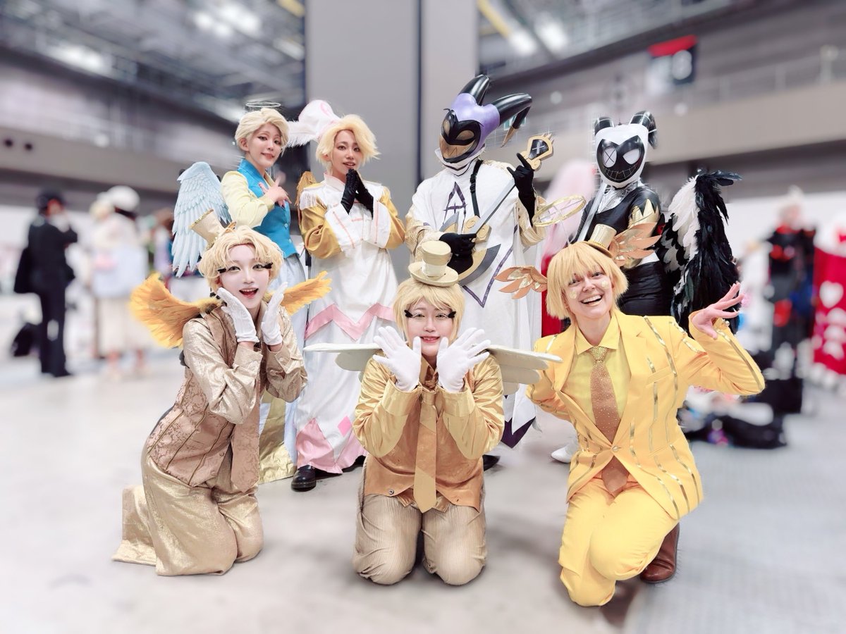 9kuuro6's tweet photo. ⚠︎コスプレ/Cosplay

#hazbinhotelcosplay

天国組Part.2🪽⟡.·

Adam @drdrdrdrdry 
Rute @kou_HW1031 
St. Peter @naru_tks 
Abel @miso082 
Egg @9kuuro6 @saratoga_0716 @TackyCosplay 

photo @WANIGUNNSOU 
((ありがとうございました🙏🏻😭✨)) https://t.co/WG5hFZHxwO