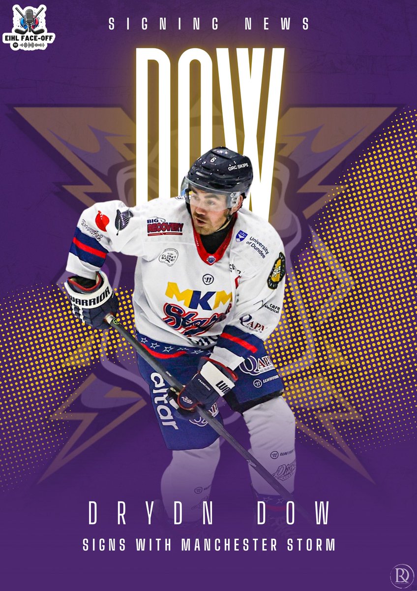 EIHLFaceOff's tweet photo. 📰SIGNING NEWS 📰

Drydn Dow leaves the Tay & heads for the Irwell, SIGNING with @Mcr_Storm 

📊Last season stats across all @officialEIHL competitions:
66 GP | 48 PTS | 12 G | 36 A 

Happy with the signing? #StormFans