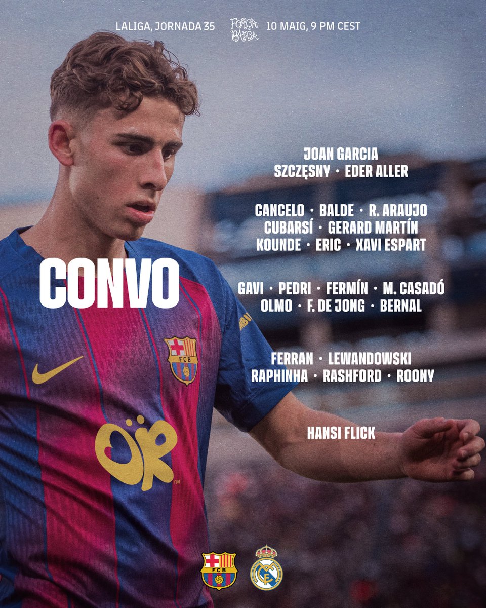 📋 Los convocados para intentar ganar la Liga.
#ElClásico