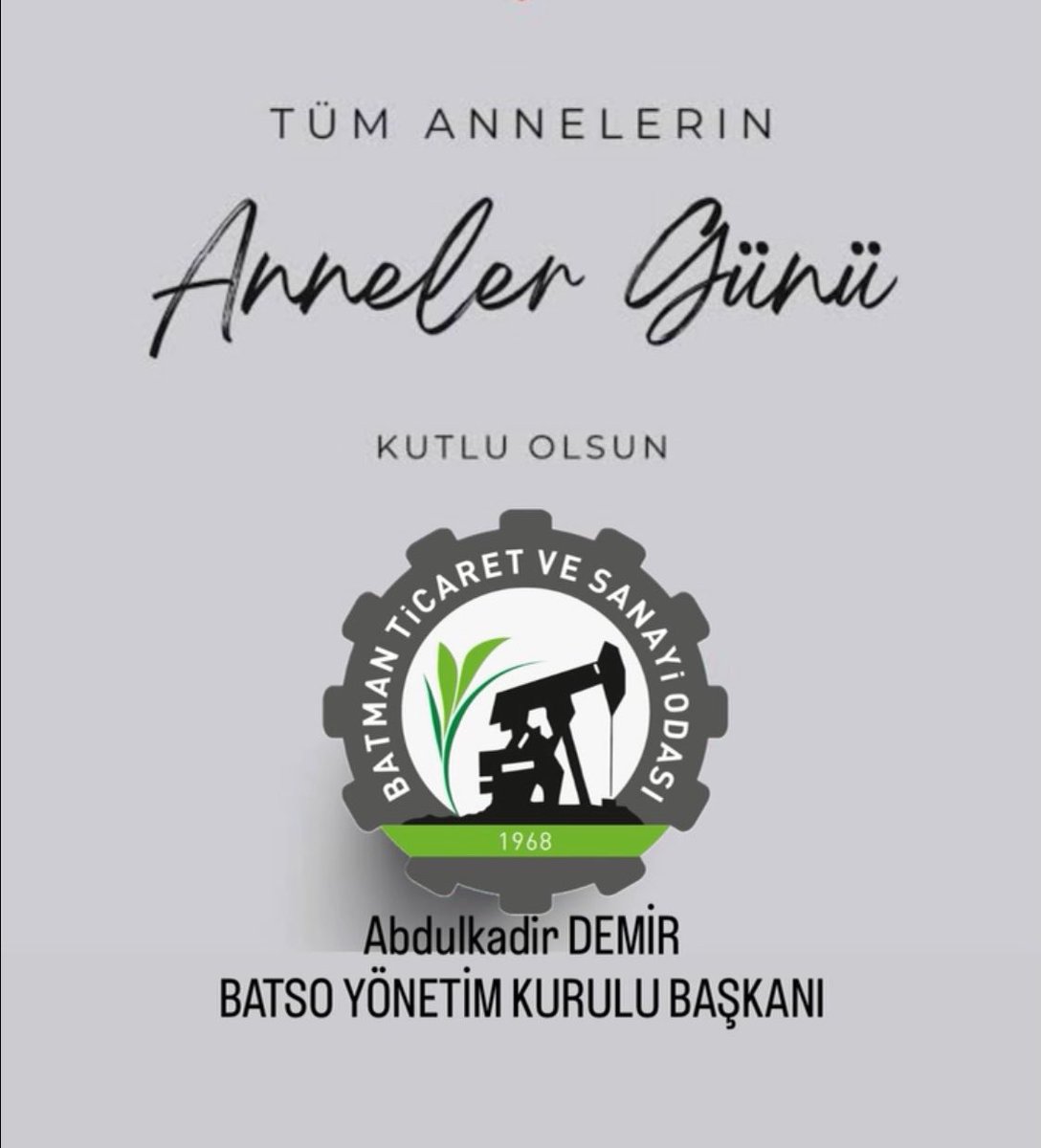 Batmantso's tweet photo. Hayatımıza emekleriyle yön veren, değerleriyle yol gösteren tüm annelerimizin Anneler Günü’nü en içten dileklerimle kutluyor; sağlık, huzur ve mutluluk dolu bir ömür diliyorum. 
Başta şehit anneleri olmak üzere, evlatlarını kaybetmenin tarifsiz acısını yaşayan tüm annelerimizi saygı ve rahmetle anıyorum.”

Abdülkadir DEMİR 
Batman Ticaret ve Sanayi Odası 
Yönetim Kurulu Başkanı