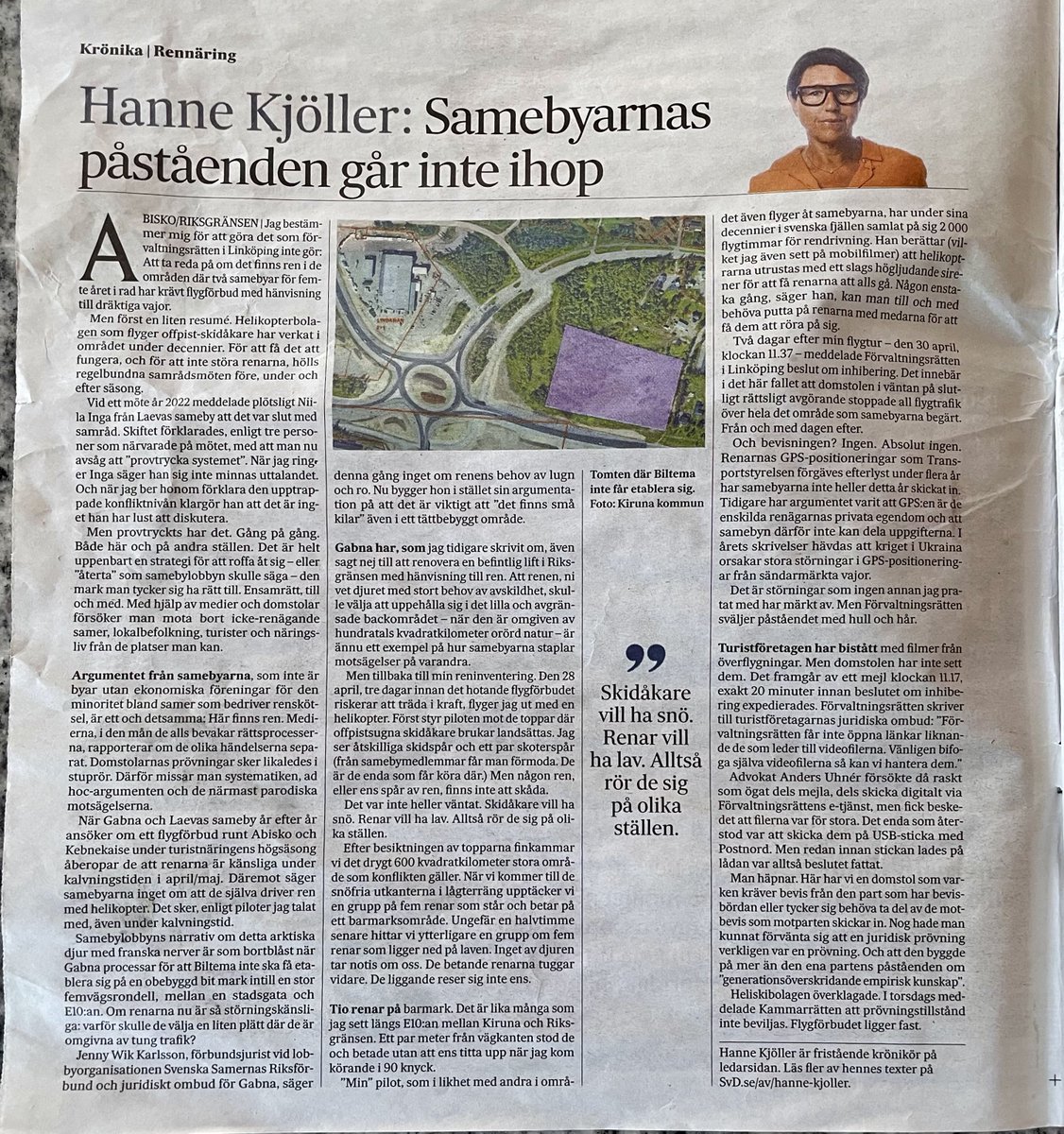 Spiltan's tweet photo. Läs om hur samebyar t.ex stoppar nybyggnation för Biltema i gårdagens @svenska dagbladet . Gick ur Svenska Turistföreningen när de begränsade tillgängligheten till Blåhammaren mm. efter krav från samebyar. https://t.co/ieyKoOcIGX