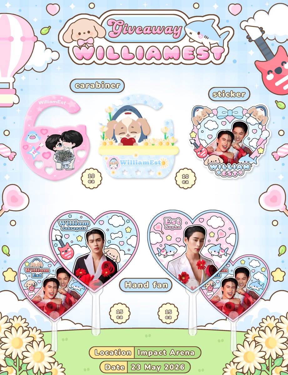 ♡ ꒰ williamest giveaway ꒱ ♡ LOL FANFEST 2026 🗓 23 MAY 2026

มีของน่ารักๆ มาแจกด้วยน้า ✨ 🪭 handfan 🔗 carabiner

Special Thanks 
FA ; <a href="/uityan_2/">̗̀ ꪔ̤̥ ฮารุ (ちゃうい) ꪔ̤̫ ̖́-</a> 
Design by #mameowdesign 

#lolfanfest2026
#williamjkp
#est_rvp
#williamest