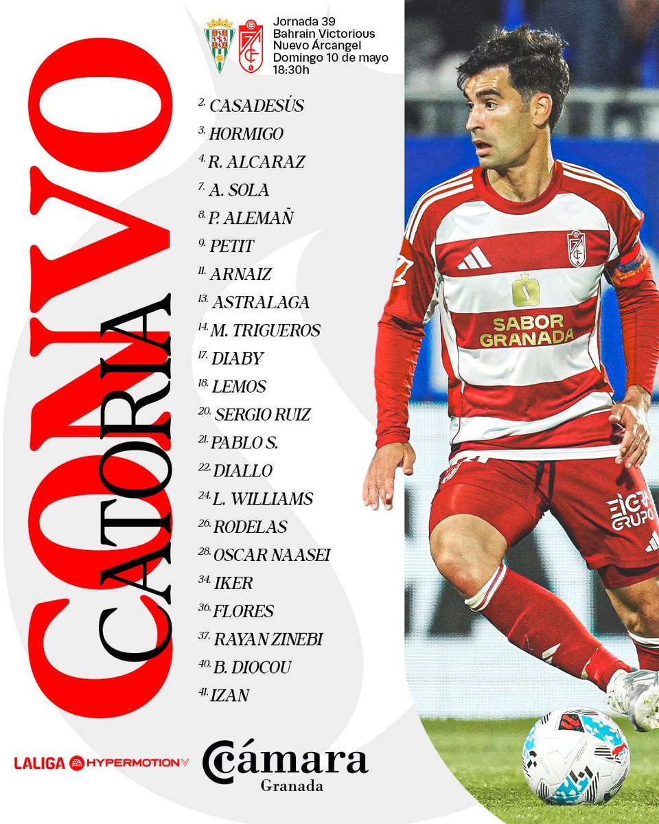 GranadaCF's tweet photo. 📋 ¡Estos son los convocados por Pacheta para el #CórdobaGranada! https://t.co/keJlxpf3VF