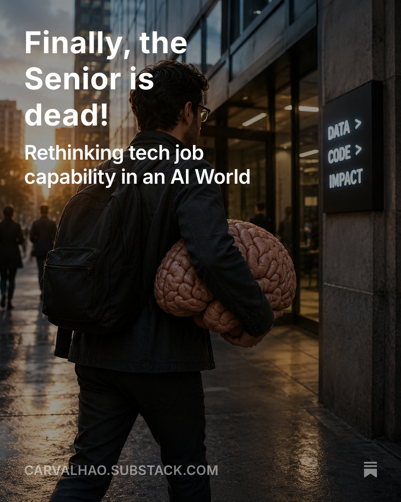 carvalhao's tweet photo. My last article on the impact of AI in the workplace and why companies should rethink the concept of seniority.

Finally, the Senior is dead! , by @carvalhao https://t.co/DdPBX8Ai35 https://t.co/kLhnAwFuYe