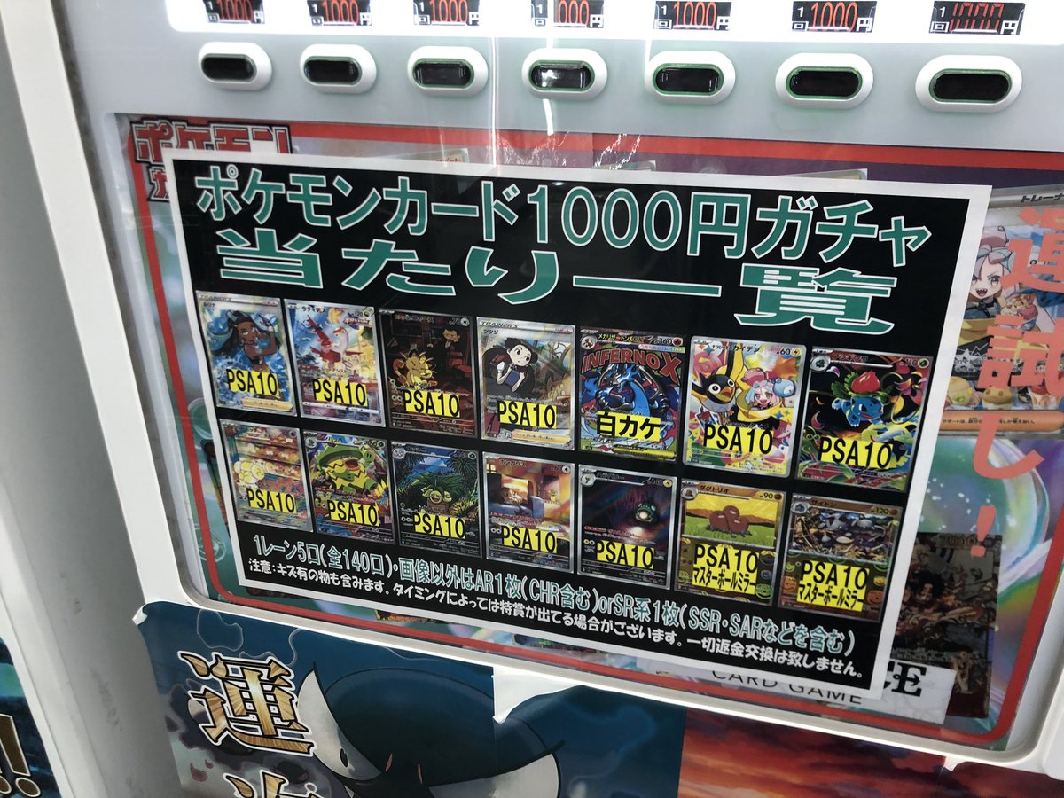 ポケカ1000円ガチャ補充しました‼️ 今回の大当たり🎯 ルリナ SR PSA10