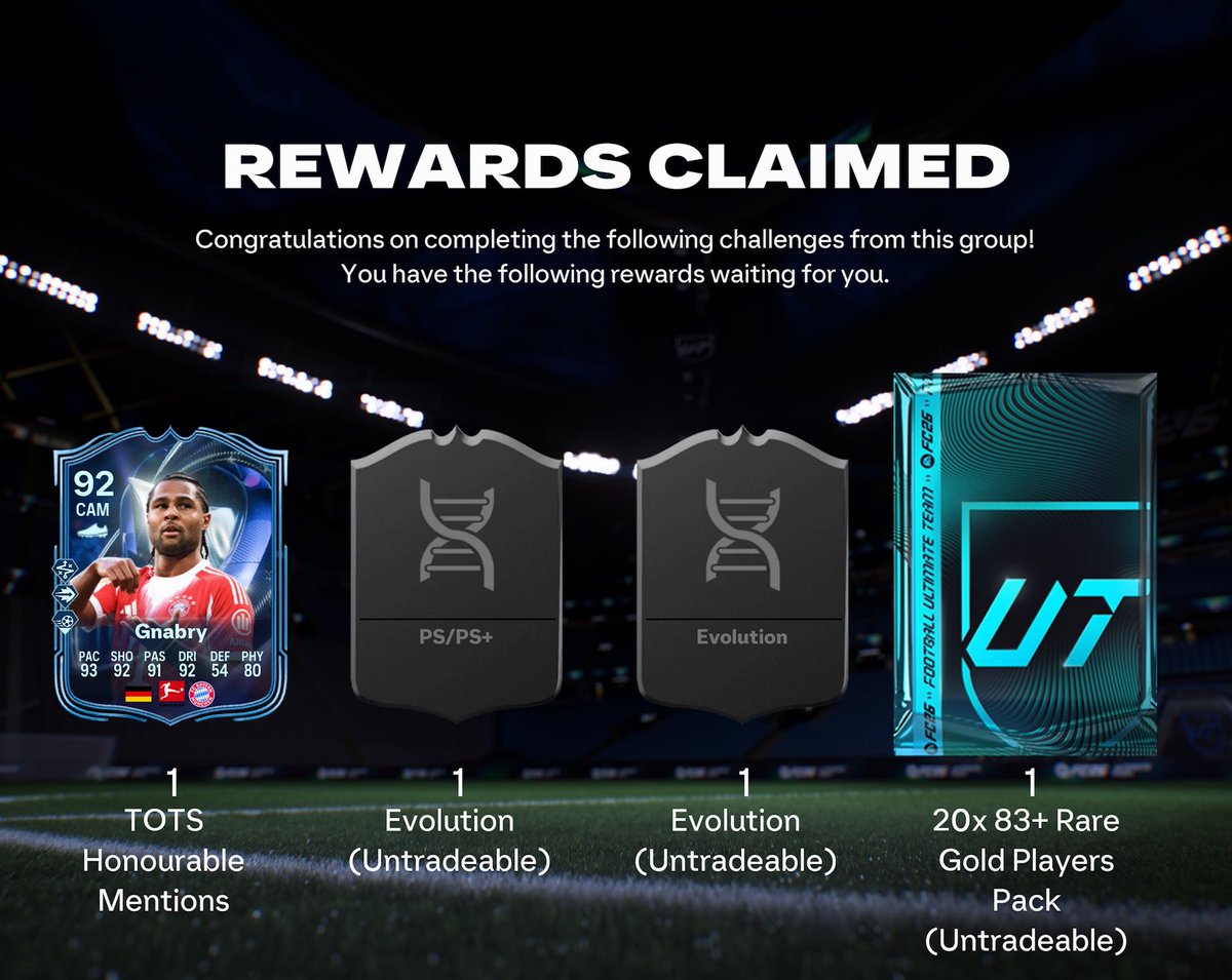 IBuildAClub's tweet photo. 🚨 Darwin Cup completed 🚨 

Gnabry looks really good. 

No doubt he will feel insane in game. The evolution is pretty good too. Let’s you have a 3rd Playstyle + as intercept. 

#EASPORTSFC #FC26 #TOTS #EAFC https://t.co/LKkSmnukWB