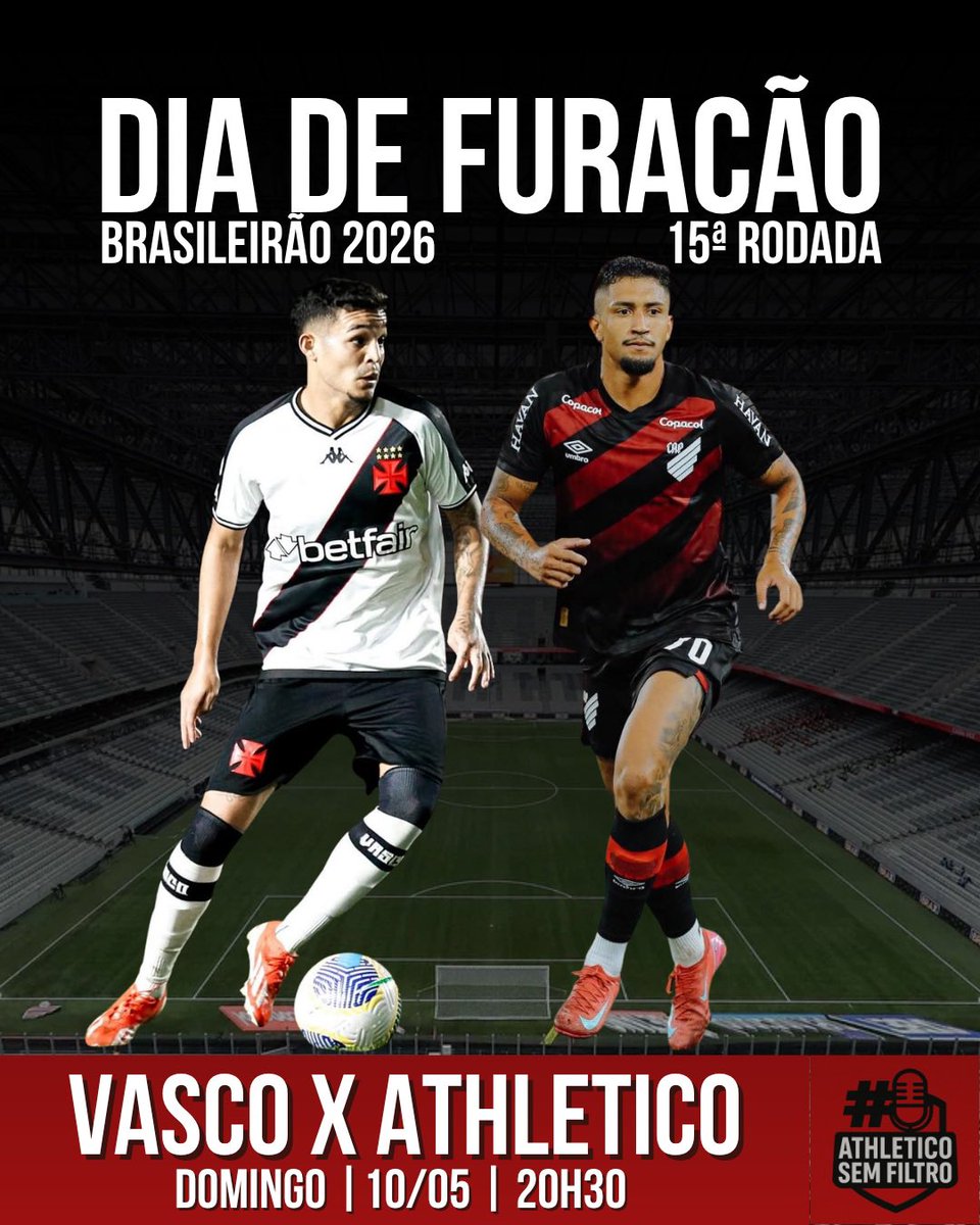 capsemfiltro's tweet photo. HORA DE RECUPERAR OS PONTOS PERDIDOS NO ÚLTIMO JOGO 🌪️⚫️🔴 

Vasco 🆚 Athletico 
15ª Rodada | Brasileirão Série A 
⏰ 10/05 (domingo), às 20:30 
🏟️ São Januário 
📺 Record (TV aberta), CazéTV (YouTube) e Premiere (pay-per-view) 

.
.
.
#Athletico #Vasco #Brasileirão https://t.co/K3M1tLzIm7