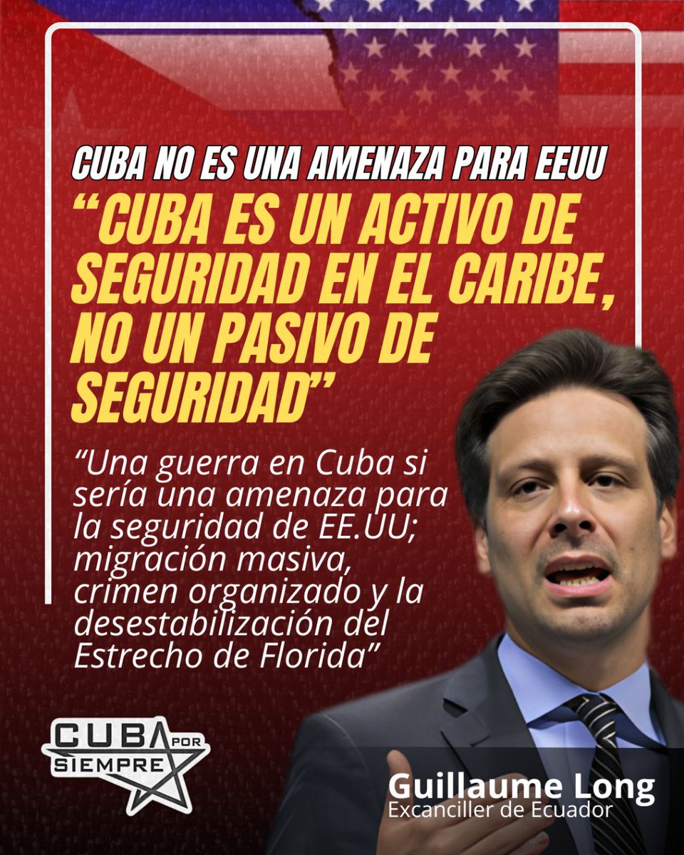 CubaPorSiempre_'s tweet photo. 🇨🇺🇺🇸 El excanciller de Ecuador, Guillaume Long, alertó sobre las graves consecuencias que tendría una eventual guerra contra Cuba para la seguridad nacional de EEUU. https://t.co/a8xlkTgGmx